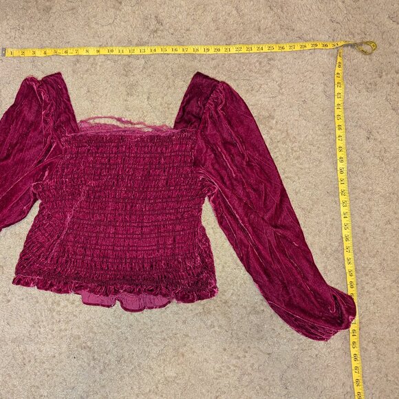 Torrid Crushed Velvet Smocked Long Sleeve Top - Picture 4 of 7